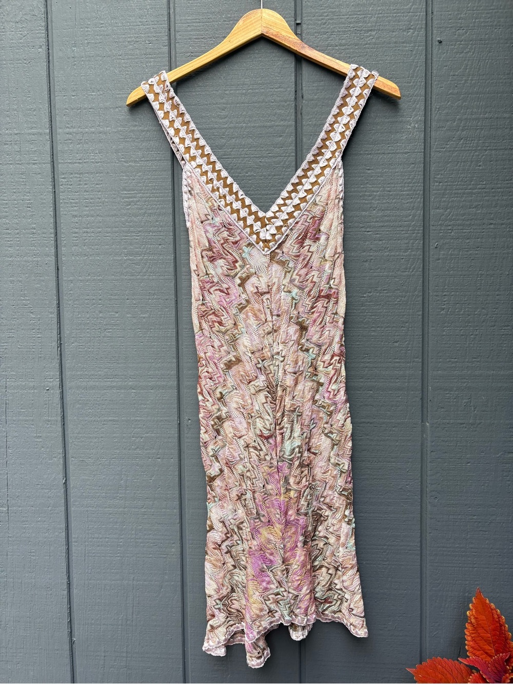 Missoni Sleeveless V-Neck Pastel Zigzag Mini Dress Sz 40 - Picture 4 of 7